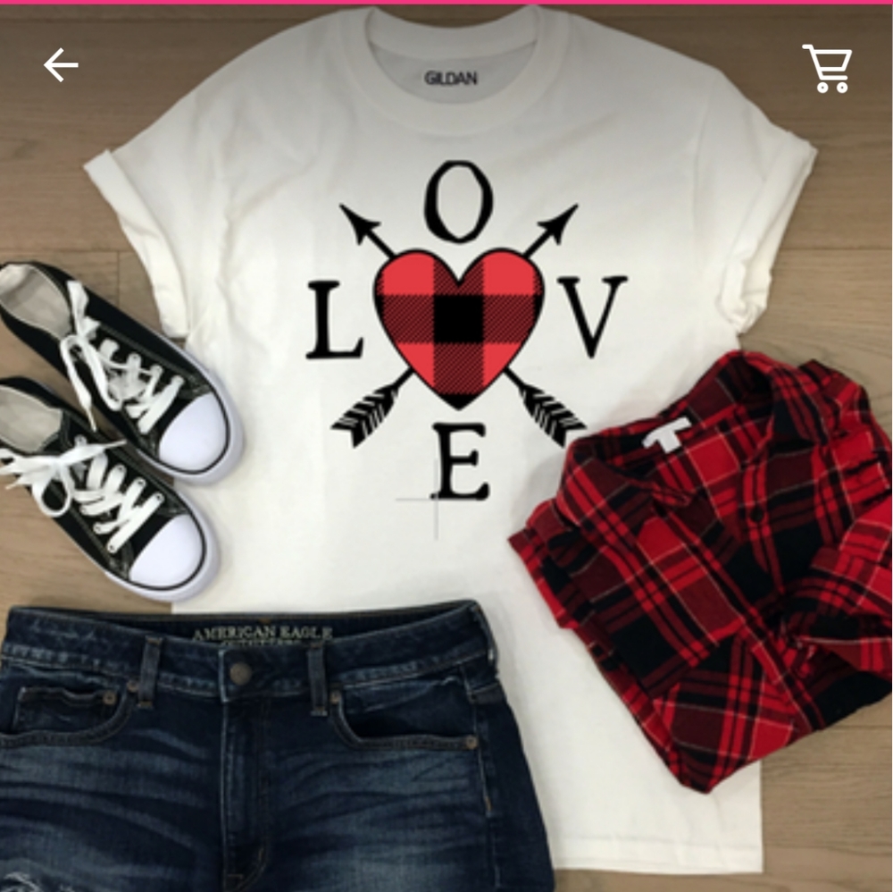 LOVE plaid Tshirt